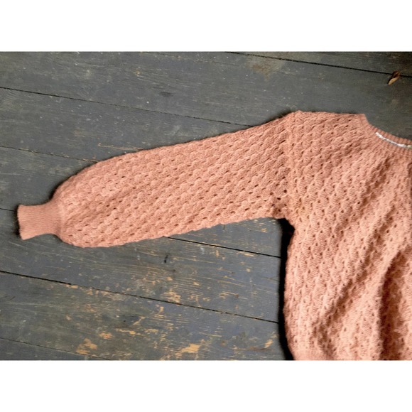 80s  I. Magnin mohair peach sweater lace full sleeves small lightweight dressy - Picture 7 of 8